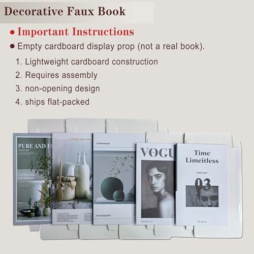 5 PCS Decorative Faux Books Set for Home Decor, Foldable Designer Book Not Real Books(Cardboard) Decor for Coffee Table, Bookshelf, Shelf Styling, Living Room & Office Display, Scandinavian Decor - Thumbnail 3