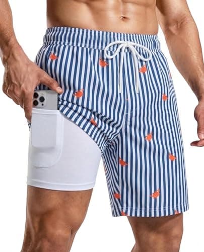 CoozySphere Mens Swim Trunks with Compression Liner 2 in 1 Board Shorts Quick Dry 7 Inch Swimming Trunks with Pockets XL - Image 1