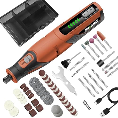 PHALANX Cordless Rotary Tool Kit with 64 pcs Accessories, 2500mAh 4V Li-ion Battery, Type-C Fast Charging, 5 Speed 25000RPM Electric Grinder for Polishing, Engraving, Sanding, DIY Crafts (R4-Basic) - Image 1