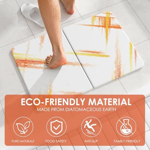 Foldable Diatomaceous Earth Bath Mat - 24"x16" Ultra-Absorbent Stone Shower Mat for Bathroom Floor - Instant Dry Non-Slip Diatomite Floor Mat - Minimalist Stone Dish Drying Mat for Kitchen - Thumbnail 4