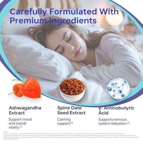 HUJ Deep Sleep Tablet - Supports Sleep Quality & Deep Sleep - Contains GABA, Ashwagandha, Spine Date Seed, L-Theanine, Valerian Extract & Lily Bulb Extract - 60 Tablets - Thumbnail 5