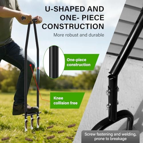 VASALAID Lawn Aerator Tool, Manual Core Lawn Aerator with 3 High Strength Stainless Steel Tines, Less Prone to Clogging Heavy Duty Grass Aerating Tool for Keep Your Lawn and Garden Healthy - Thumbnail 5