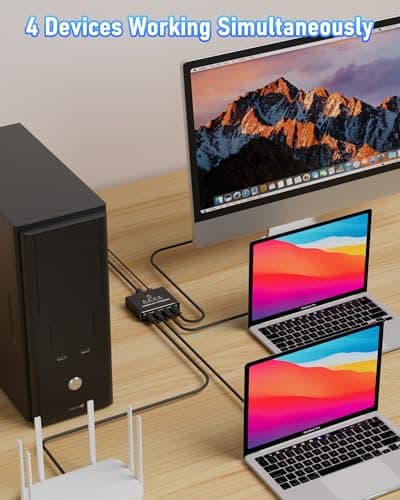 Internet Splitter 1 in 4 Out, Gigabit Ethernet LAN Splitters High Speed 1000Mbps RJ45 Ethernet Switch for Cat8/7/6/5e/5 Cable [4 Devices Simultaneous Networking] - Thumbnail 5