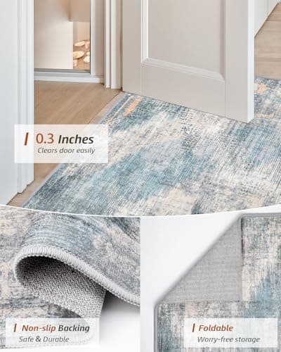 MINIDEAR 5x7 Area Rugs for Living Room, Dining Room Rugs, Washable Rug for Bedroom Non Slip Modern Rug Carpet Mat for Home, Blue-Gray - Thumbnail 6