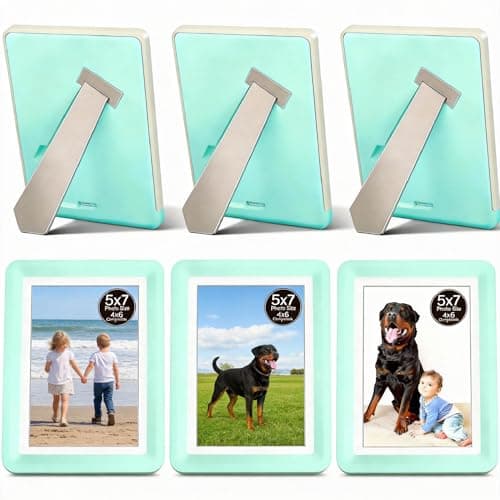 vilkok 5x7 Picture Frame,6 Pack, Fits 5x7 Photo or 4x6 with Mat, Acrylic Front & Durable ABS Frame, Shatterproof UV-Resistant Tabletop Display, Vertical/Horizontal Home Décor Frame, Double Colors
