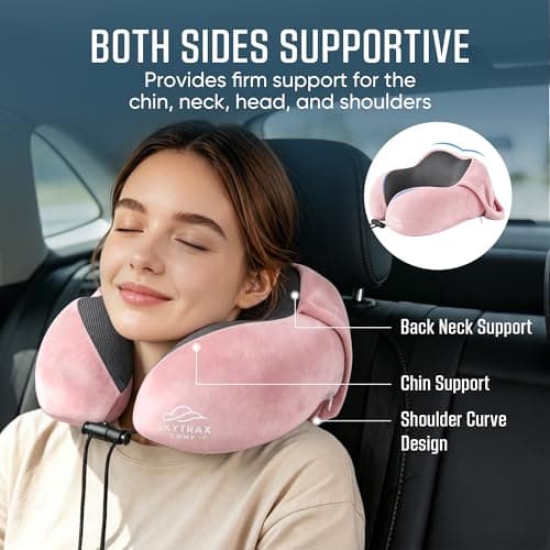 SkytraxComf® Travel Neck Pillow with Hood for Privacy on Long Flights - Thumbnail 5