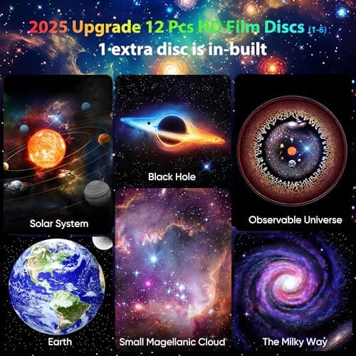 Galaxy Projector for Bedroom, HD Image Star Projector Galaxy Light Adjustable Knob, 12 Film Discs Planetarium Projector for Kids, 360° Rotating 1/2h Timer Simple 4-Button Control Pink - Thumbnail 3