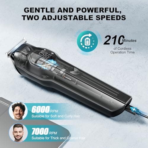 Beard Trimmer for Men - 14 in 1 Professional Mens Grooming Kits, Hair Clippers with Dual-Speed Motor for Beard Head Body Face Nose Ear Mustache Trimmer IPX7 Level LED Display 210 Min Electric Razor - Thumbnail 4