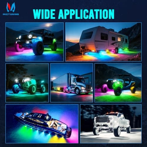 MICTUNING Q1+ MAX 12 Pods Ultra-Bright RGB+IC Rock Lights, Multi-Color Chasing Underglow Lighting, Extensible to 24 Pods, APP Music Sync & DIY Effects, IP68 Waterproof - Thumbnail 6