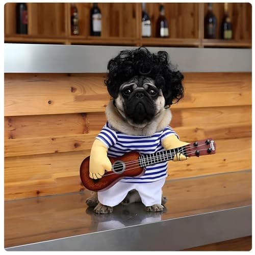 NACOCO Pet Guitar Costume Dog Costumes Cat Halloween Christmas Cosplay Party Funny Outfit Clothes (L) - Thumbnail 2