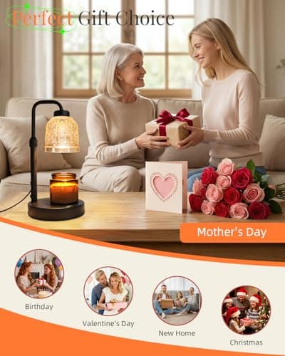 AIFEI Candle Warmer Lamp with Timer, Dimmable Adjustable Height Candle Lamp, Birthday Gifts for Women Mom Sister Friends, Candle Warmer Gifts New Home Decor, Candle Lamp Warmer with 2 Bulbs - Black - Thumbnail 6