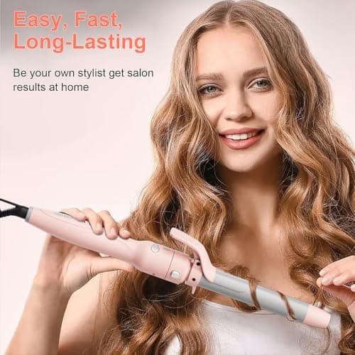Rotating Curling Iron Set, Automatic Curling Wand for Long Hair, Easy to Use Hair Curler Get Effortless Beach Waves, 3 Sizes Ceramic Barrel 1/1.25/1.5 Inch to 410°F with Home Button, Dual Voltage - Thumbnail 5