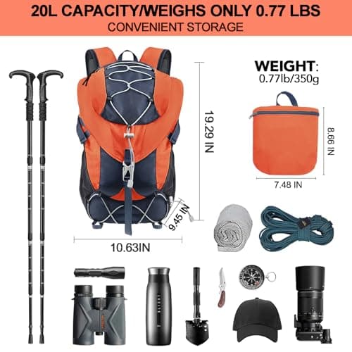 Seektop Ultra Lightweight & Packable Hiking Backpack 20L,Water-Resistant Foldable Daypack for Men Women, Compact for Hiking,Travel,Outdoor - Thumbnail 4