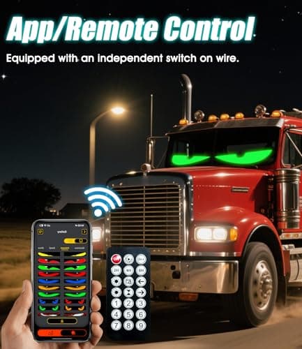 LED Devil Eyes for Truck Windshield, Extra-Large 52.3"x7.5" 1Pcs Eye Animated Light with DIY Text Flexible Soft Screen, Trucks Charger, Remote & APP Control - Thumbnail 6