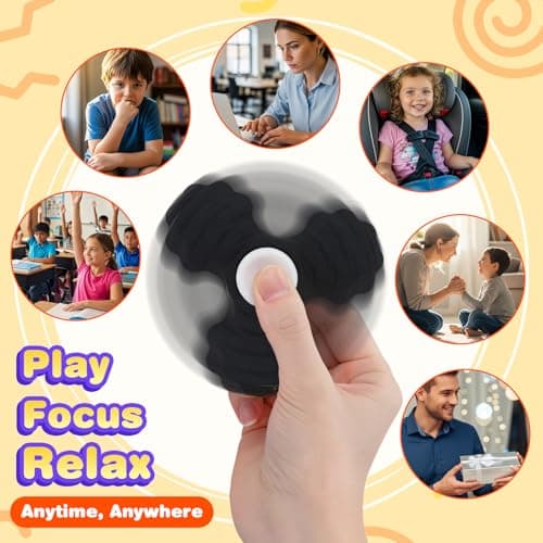 Dalycro 3 PCS Silicone Fidget Spinners, Sensory Toys for Adults and Kids, Textured Spinners for Fun Autism Anxiety Stress Relief Classroom Office and Travel (Multicolor-1) - Thumbnail 5