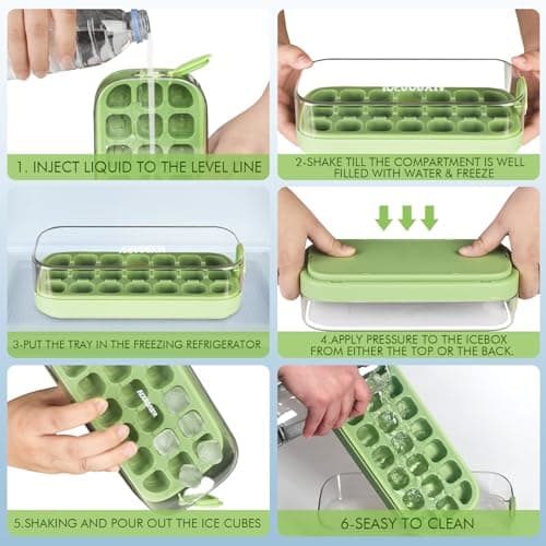Ice Cube Tray, Easy Release Ice Mold - Silicone 21 pcs Ice Cube Trays for freezer - Ice Box for Cocktail, Tea, Coffee - Thumbnail 4
