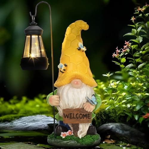 DoYouzhuo8 Solar Garden Gnome Statue with Lantern - Hand-Painted Resin Gnome Decor, IP44 Waterproof Outdoor Figurine for Yard Patio Porch, for Mom Women Housewarming Christmas - Thumbnail 6