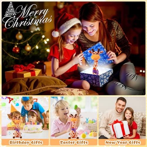 JISONCASE Talking Dancing Giraffe Baby Toy, Adjustable Volume Tummy Time Toy Repeating What You Say, Singing Mimicking Recording Sensory Education for Toddlers Boy Girls - Thumbnail 6