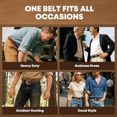 OZNDAS Genuine Leather Belt for Men Women Handmade Heavy-Duty Work Belt Leather Men's Belts | Jeans/Casual/Christmas Gifts - Thumbnail 6