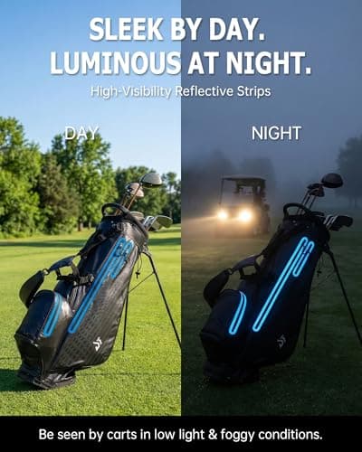 Waterproof Golf Stand Bag, All-Weather Lightweight Carry Bag with Reflective Safety Strips, 5-Way Top Divider, Rain Hood, 6 Pockets, Black - Thumbnail 3