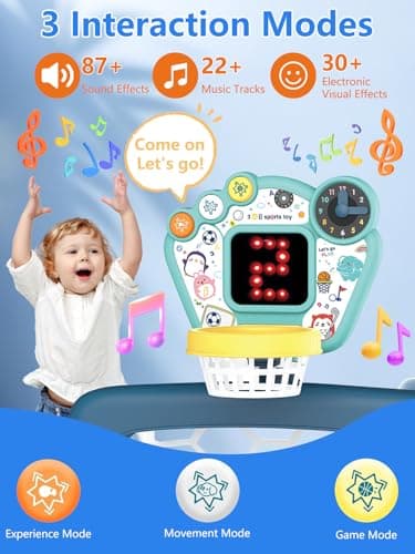 3 in 1 Toddler Basketball Hoop, Soccer Goal for Toddlers 1-3 indoor & outdoor , adjustable basketball hoop for kids, LED Scoreboard, Music & Educational Games for 18+M Boy Girl, Kids Sports Toys - Thumbnail 4