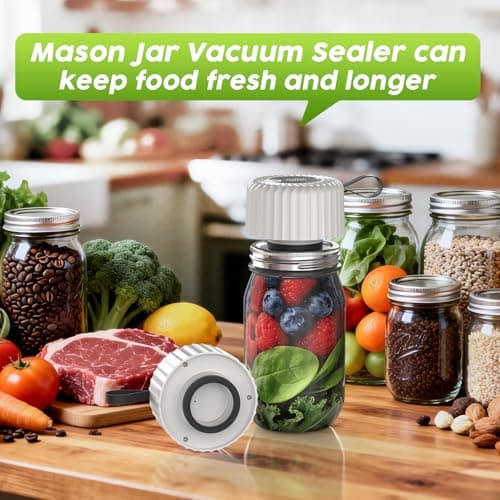 Mason Jar Vacuum Sealer, Food Saver Vacuum Sealer Machine(Lids Included) for Wide, Regular Mouth Mason Jars, Portable Automatic Canning Machine For Kitchen Food Storage(White) - Thumbnail 4