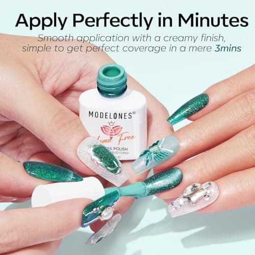 modelones Gel Nail Polish, 6 Colors Hema Free 9D Cat Eye Green Glass Sliver Green Glitter Shimmer 2026 Spring Nail Polish Kit with Magnet Soak Off LED Winter Cateye Nail Art Gel DIY Salon - Thumbnail 5