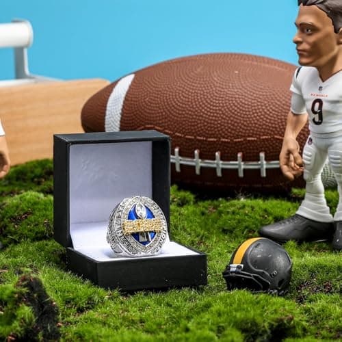 LANGE HOME 2026 Fantasy Football Ring,Fantasy Football Championship Ring with High-Grade Gift Box,League Champion Trophy Rings Premium Award for Winner (New-Blue2026, 11-D20.22MM-C65MM) - Thumbnail 2