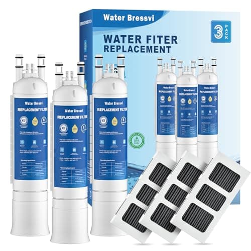 Water Bressvi Water Filter Replacement Compatible with Frigidaire FPPWFU01, FPPWFU01, PurePour PWF-1, PureAdvantage PWF-1 Water Filter and PureAir Ultra II PAULTRA2 Air Filter Combo (3+3) - Image 1