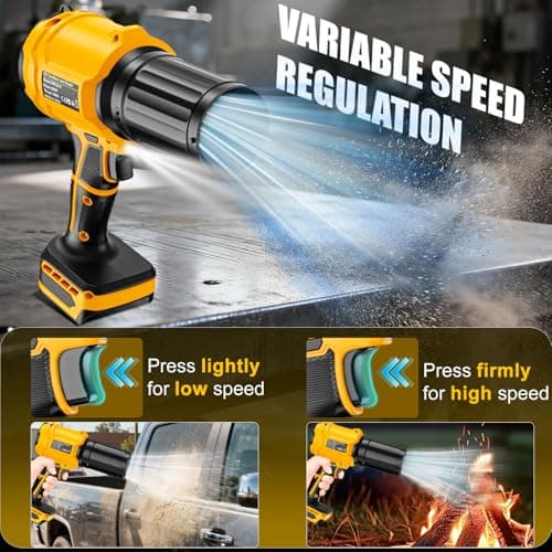 Cordless Leaf Blower Compatible for Dewalt 20V Batteries(Tool Only), Handheld Garden Blowers with LED Light & 2 Nozzles, Variable Speed Turbo Blower for Leaves, Dust, Driveway, Patio, Lawn, Deck - Thumbnail 3