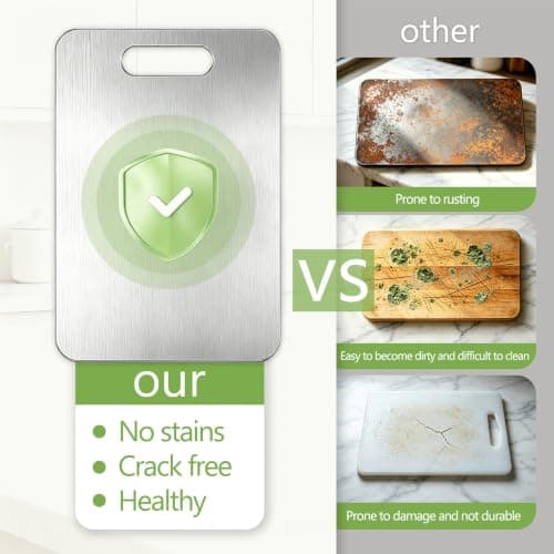 Stainless Steel Cutting Board Set, Double-Sided Chopping Boards for Kitchen, Separate Raw & Cooked Food Areas, Dishwasher Safe, for Meat, Vegetables, Fruits & More - Thumbnail 3
