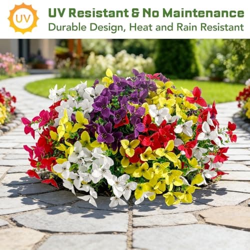 Apeair 12 Bundles Artificial Flowers for Outdoors，Plastic Flowers Uv Resistant Fake Plants Bulk for Spring Summer Hanging Planter Porch Window Garden Home Decor - Thumbnail 4