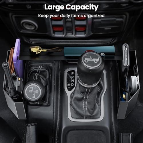 DIAMOOKY Upgraded Metal Magnetic Center Console Organizer for Jeep Wrangler JL/JLU/4XE 2018-2026 & Gladiator JT 2026 2025 2024-2020 Accessories, Gear Shift Side Storage Box,Integrated (Not for JK/JKU) - Thumbnail 5