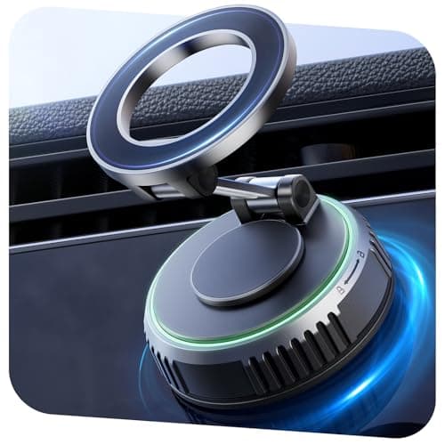 Rorhxia Car Phone Holder for Magsafe, [Enjoy Convenience, Flexibility, Stability], Foldable Vacuum Magnetic Phone Mount for Dashboard Windshield for Your Car Fit iPhone 17/16/15/14/13/12 Pro Max - Image 1