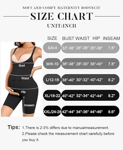 Y25D Women's Maternity Bodysuit Seamless Pregnancy Shapewear Shorts Under Dresses Belly Support Black - Thumbnail 6