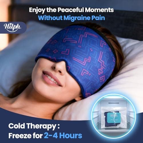Hilph Adjustable Migraine Relief Cap with Thickened Gel Cold Compress, Headache Relief Cap, Face Cooling Mask Gel Head Wrap for Tension, Stress & Hangover, Soothing Gifts for Women Men Blue - Thumbnail 6