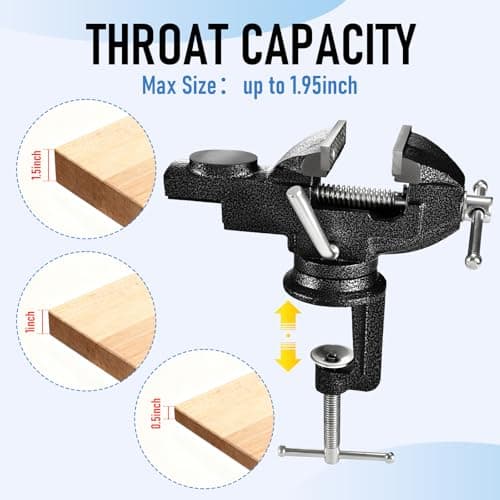 Wiselifetech Table Vise 2 Inch Bench Vise with Anvil,Swivel Base Universal Vices made of Cast Steel for Workbench Repair Tools Woodworking,Drilling,Sawing,Metalworking,Jewelry,Craft,Sculpting - Thumbnail 2