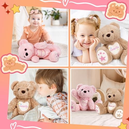 MYPHNEX Personalized Teddy Bear Stuffed Animal, Custom Bear Plush with Embroidered Name, Toys for 1 2 3 Year Old Baby Girls Boys, Customized Christmas Birthday Gifts for Infant Toddler Newborn (Bear) - Thumbnail 6