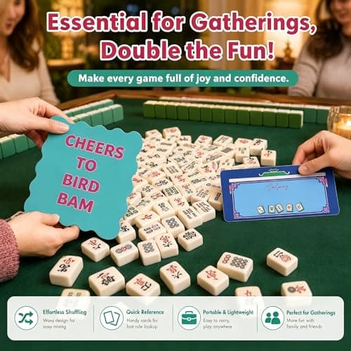 EOYVTX 2026 Mahjong Card 4PCS with 4 Packs Line Finder for Strategy Tool and Shuffler Cards 4PCS Thick PVC Tile Mixers Pecfect Mahjong Accessories and Gifts for Player and Beginners(12PCS) - Thumbnail 5