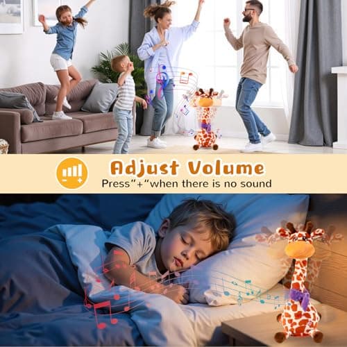 JISONCASE Talking Dancing Giraffe Baby Toy, Adjustable Volume Tummy Time Toy Repeating What You Say, Singing Mimicking Recording Sensory Education for Toddlers Boy Girls - Thumbnail 3