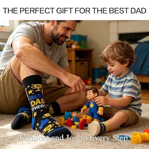 Funny Dad Socks Gift for Father’s Day, Best Dad Ever Novelty Mens Dress Socks, Seamless Cotton Crazy Socks for Dad - Thumbnail 2