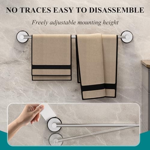 Large Towel Bar for Bathroom Wall,Adjustable 17~29 Inch Towel Racks for Bathroom Wall Mounted,Towel Holder for Glass Shower Door,Bathroom Accessories,Apparment Essentials,Home Decor-Silver - Thumbnail 4