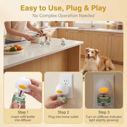 4-Pack Dog Calming Diffuser Kit (1 Diffuser + 3 Refills), Plug-in Pheromone Calming Diffuser for Dog, 90-Day Supply, Covers 700 sq ft, Safe & Odorless Stress Relief Solution, Promotes Relaxed Behavior - Thumbnail 5