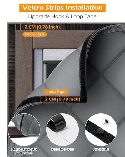 cocobeen Window Insulation Cover for Winter - 39" x 63" Thermal Insulated Window Curtain Kit with Oxford Cloth Thicken Cotton to Keep Heat for Home RV Basement Winter & Summer Use - Thumbnail 6