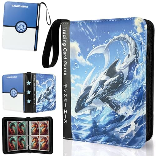 TanoShiimii Trading Card Binder, 400 Pocket Card Album, 3-Ring Refillable Binder with Zipper, Water-Resistant PU Leather for TCG Collectors, Kids and Friends Glacial Leviathan - Image 1