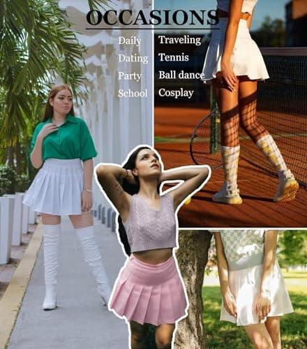 Laimi Duo Girls's Pleated Skirts high Waist mini Tennis Skater Skirt Pink Plaid Athletic Golf Skort Lightweight Skorts for Girls Size 2 - Thumbnail 2