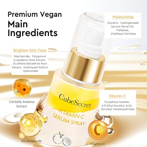 CubeSecret Vitamin C Serum Spray, Hydrating Face Mist with Centella Asiatica, Nicotinamide & Hyaluronic Acid, Glow Serum for Radiant Firming Skin, All In One Mist, Korean Skin Care - 3.38 Fl Oz - Thumbnail 3