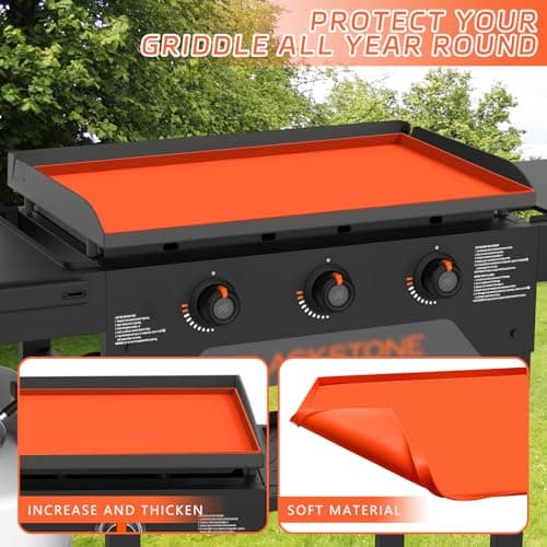 Griddle Cover Mat for Blackstone (28XL), Protect Your Blackstone from Dirt and Rust Throughout The Year, Waterproof and Insect-Proof Mattress Protector, Food Grade Silicone Grill Mat (Orange) - Thumbnail 3