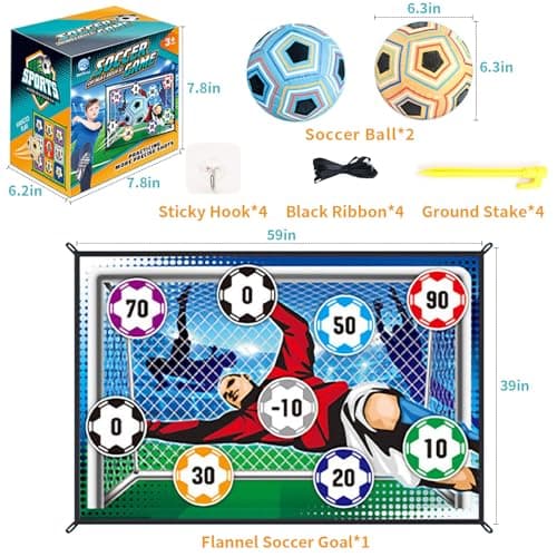Anehono Soccer Ball Game Mat Set, Sticky Soccer Ball Indoor Target Toss Party Game, Sports Toys and Gift for Kids Boys Girls for 3 4 5 6 7 8 Year Old Boy Toys Birthday - Thumbnail 2