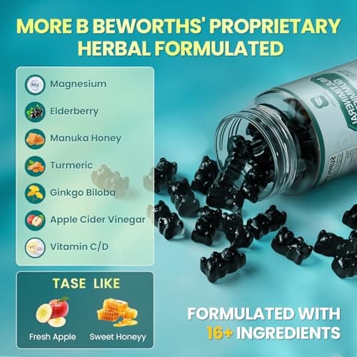 Sea Moss Gummies with Ashwagandha & Chlorophyll, Immune, Digestive and Gut Detox Support, Powered by Black Seed Oil, Vitamin C, Vitamin D & Magnesium, GMO, Vegan, Apple Flavor, 60 SeaMoss Gummies - Thumbnail 4